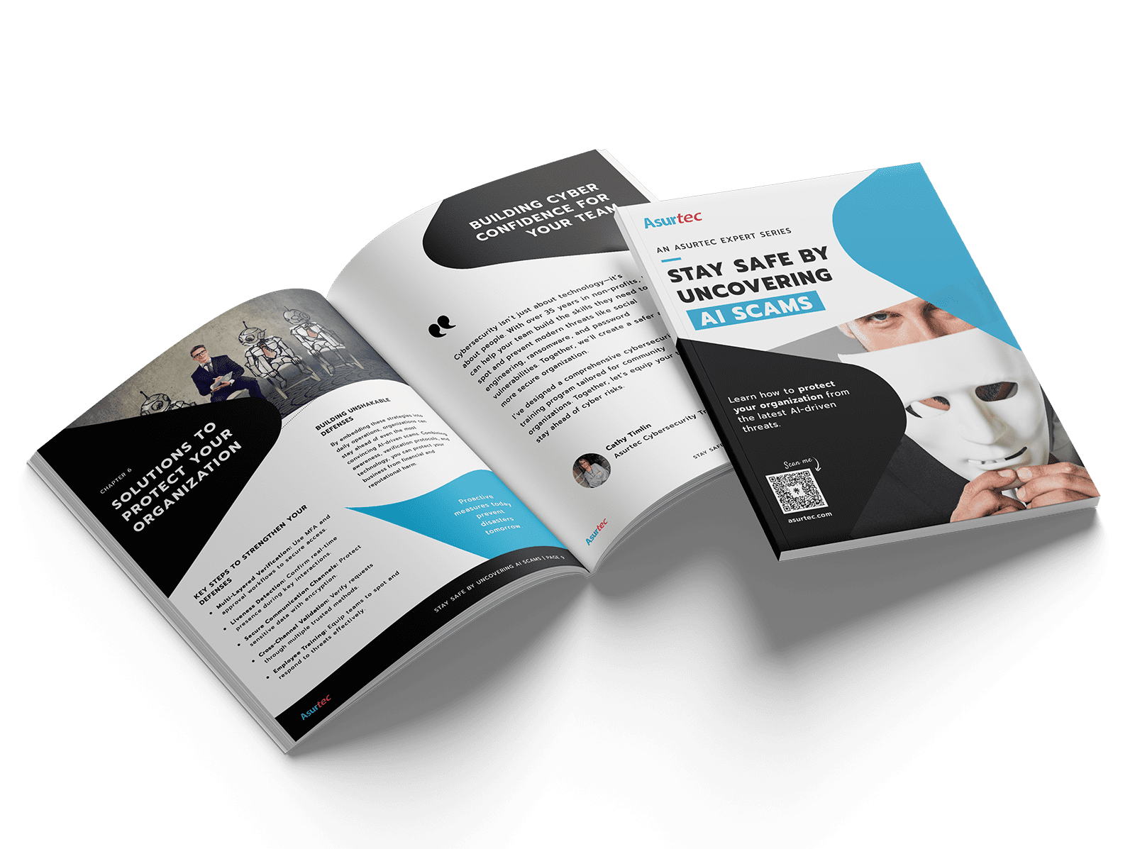 Asurtec booklet on AI scams and IT specialist for NFPs